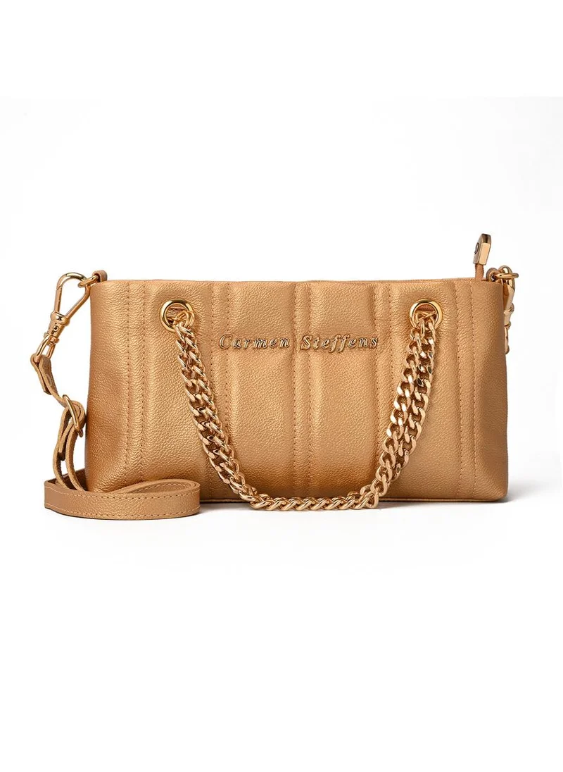 كارمن ستيفنز سلاسل حقيبة مبطنة ذهبية